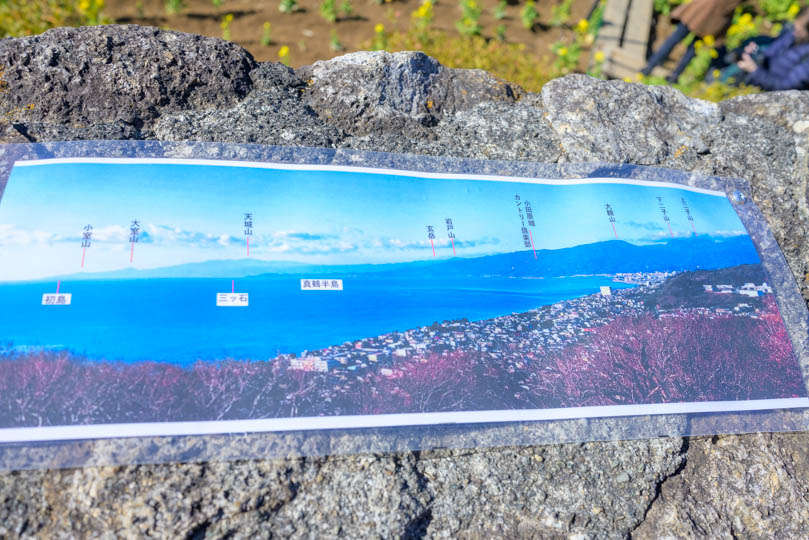 伊豆の山と海の向こうに見える島の紹介写真図