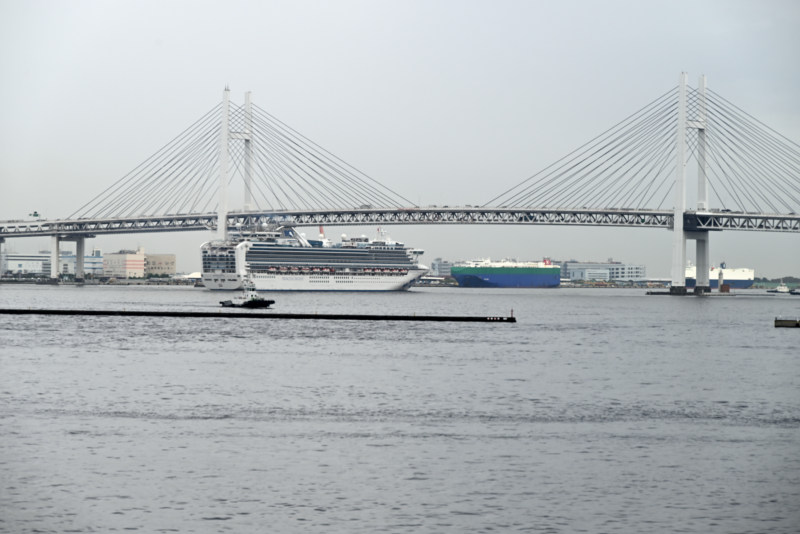 ベイブリッジを通るダイヤモンド・プリンセス