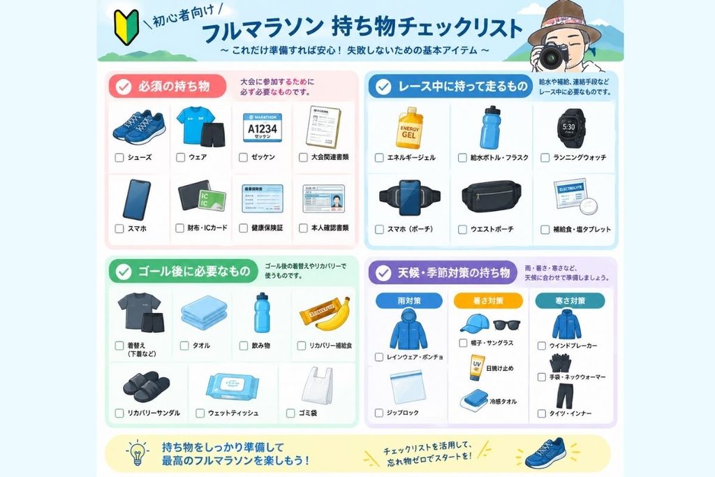 フルマラソン持ち物チェックリスト